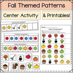 fall themed patterns for centers and printables to help students practice their math skills