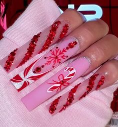 Christmas Nails Jewels, Nail Decoration Ideas, 2025 Nails, Christmas Salon, Nail Holiday, Christmas Nail Art Ideas, New Years Nails, Amazing Nail Art, Winter Nails Acrylic