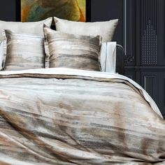 Horizon Gold/Silver Bedding by Ann Gish | Fig Linens Ombre Bedding, Silver Duvet Cover, Silver Bedding, Feather Pillow, Luxury Duvet Covers, Toss Pillow, Reversible Duvet Covers, Coverlet Set, Duvet Bedding Sets