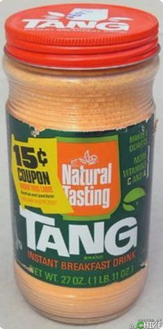 a jar of tang sitting on top of a table