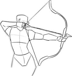 a drawing of a man with a bow and arrow in his hand, ready to shoot