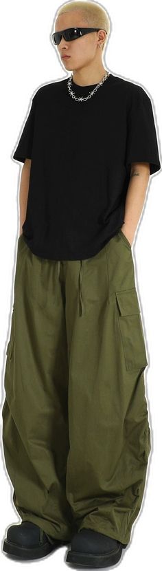 Baggy Green Casual Shorts, Baggy Green Shorts With Pockets, Green Wide-leg Shorts With Pockets, Green Wide Leg Shorts With Pockets, Summer Green Cargo Pants With Hip Pockets, Olive Cargo Bottoms For Outdoor, Casual Olive Long Pants, Full Length Green Cotton Cargo Pants, Casual Green Wide Leg Shorts