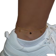 Gold Anklet With Star Charm As Gift, Gold Anklets With Star Charm For Gift, Star Charm Anklets As Gift, Star Charm Anklets For Gifts, Star Charm Anklets Suitable As A Gift, Trendy Gold Ankle Wrap Anklets, Star Anklet, Anklet Gold, Jewelry Star