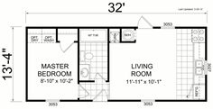 the floor plan for a mobile home with two bedroom and an attached living room area