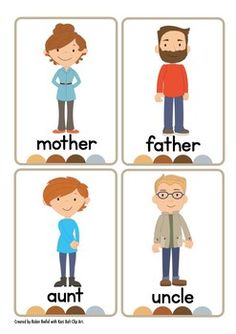 four different pictures of people with the words, father and uncle on each one's face