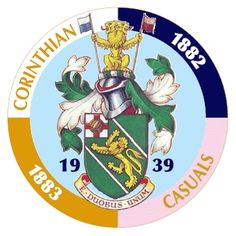 the coat of arms of the county of corinham, causas in three different colors