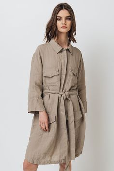 Summer Linen Outfits, Linen Outfit, Four Patch, Linen Shirt Dress, Summer Linen, Solid Color Shirt, Polo Neck, French Linen, Look Plus