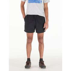 Hike to the lake and take the plunge in the Men's Juniper Springs 5 Short. Cut from recycled nylon and treated with a water-resistant coating, these athletic shorts dry off quick so you're not dripping wet on the hike back home. A UPF of 50 means you'll stay protected on sunny days in wild places. | Marmot Men's Juniper Springs 5 Short in Black Size: Large Moisture-wicking Shorts For Trail Running In Summer, Casual Trail Running Shorts, Recycled Polyester Shorts For Outdoor Activities, Casual Athletic Shorts For Trail Running In Summer, Moisture-wicking Recycled Polyester Swim Trunks For Outdoor, Go-dry Shorts For Outdoor Activities, Outdoor Moisture-wicking Swim Trunks In Recycled Polyester, Outdoor Recycled Polyester Swim Trunks With Moisture-wicking, Moisture-wicking Recycled Polyester Athletic Shorts For Outdoor Activities