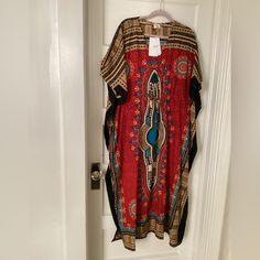 Pictures Don’t Do This Justice. It Is A Very Beautiful And Vibrant Colored Exist Crimson Kaftan, Nwt, Msrp $60 One Size Pull Over Red, Black And Gold Dolman Bat Wing Sleeves Drawstring Waistline 100% Polyester Made In India Machine Washable Approximate Measurements 53” Length Bat Wing Sleeves, Maxi Dress Coverup, Casual Beach Dress, Wing Sleeves, Striped T Shirt Dress, Striped Knit Dress, Bat Wing, Tie Dye Maxi Dresses, Short Sleeve Maxi Dresses