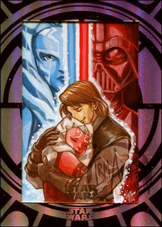 a star wars character holding a baby in his arms