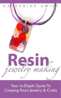 the cover of resinin jewelry making, featuring buttons on a purple cord and a white background