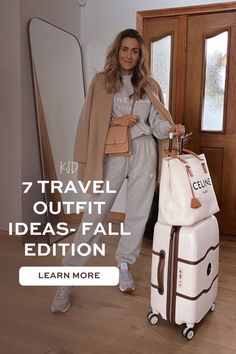 Fall travel is all about layering, comfort and staying effortlessly stylish. In this post, I share seven trendy outfit ideas perfect for your fall travels. From cozy sweaters and scarves to practical boots, these looks are designed to keep you looking chic and feeling warm during trips. Whether you're heading to a cozy cabin getaway or exploring a vibrant city, click now to discover the best travel outfits that are practical, stylish and ideal for chilly fall weather! Fall Weekend Trip Outfits, Fall Roadtrip Clothes, Autumn Outfits For Travelling, Women's Travel Outfits, Fall 2024 Travel Outfits, Autumn Outfits Italy, Fall Plane Outfit, Fall Packing List Outfits Europe, Autumn Travel Outfits Women