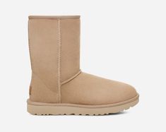 Born on the beaches of California, our Classic Boot was originally made to keep surfers warm after early-morning sessions and has since become an icon of West Coast cool. It's crafted with our famously soft sheepskin, which naturally wicks away moisture so you can wear it anywhere – both indoors and out.This product was made in a factory that supports women in our supply chain with the help of HERproject. This collaborative initiative creates partnerships with brands like ours to empower and edu Ugg Care Kit, Ugg Classic Short, Boots Ugg, Sheepskin Boots, Waterproof Shoes, Ugg Classic, Classic Boots, Mustard Seed, Calf Boots