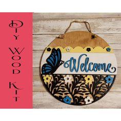 Welcome with Butterfly Door Hanger - RusticFarmhouseDecor Butterfly Door Hanger, Butterfly Door, Storm Door, Beautiful Doors, Covered Porch, A Storm, Door Hanger, Door Hangers, Multi Layering