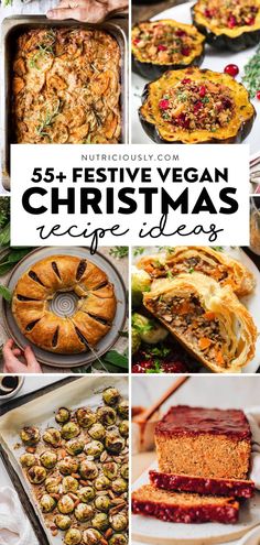 a collage of festive vegan christmas desserts