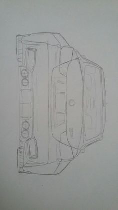 a drawing of a car is shown in the middle of a page with lines on it