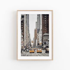 a black and white photo of taxi cabs in new york city