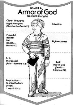 the armor of god is shown in black and white, with instructions for how to wear it