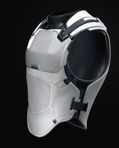 the helmet is designed to look like it has been made out of white plastic and black leather