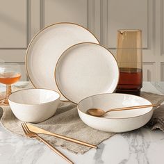 Buy now from NonynanaEssential  Over & Back Stoneware Dinnerware Set Dining Wear Sets, Luxury Plates Set, Dishwear Sets, Bowls Aesthetic, Kitchen Plates Set, Dinnerware Set Modern, Dinner Bowl