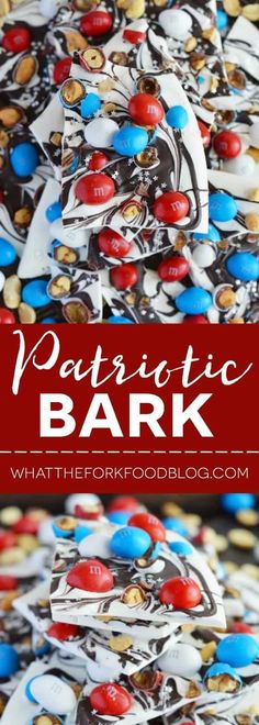 patriotic bark with red, white and blue candies