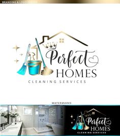 the logo for perfect homes cleaning services, which is designed to look like a house