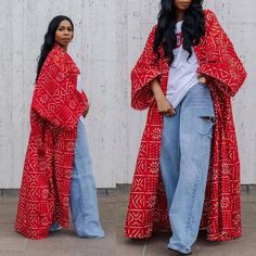 Style A Kimono Outfits, Casual Nigerian Outfits, Kimono Wax, Kimono Outfit, Clothing Winter, Ankara Fashion