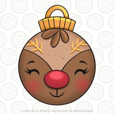 a cartoon reindeer head with a ring on it's nose