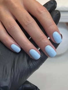 Azul bebê  Collar    Unhas Nuas Embellished Classy Short Nail Colors, Gel Nails Single Color, Blue Nails Biab, Light Blue Short Nail Ideas, Blue Nails Inspo Short, Sky Blue Short Nails, Square Baby Blue Nails, Baby Blue Gel Nails Short, Cute Baby Blue Nails Short