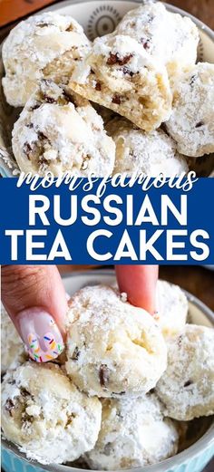 russian tea cakes with powdered sugar on top