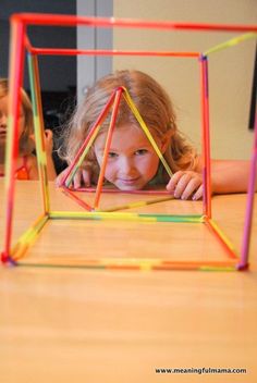 Meaningful Mama: Day #288 - 3D Shapes and Shapes out of Straws and Pipe Cleaners Boredom Busters For Kids, Straw Crafts, Math Geometry, 3d Shapes, Pipe Cleaners, Fine Motor Activities, Preschool Math, Stem Activities, Math Classroom