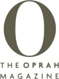 the oprah magazine logo is shown in black and white, with an o on it