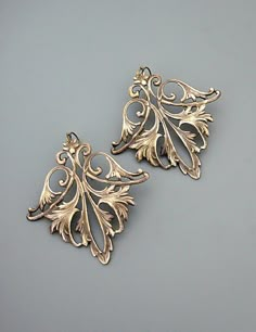 "Vintage Jewelry - Vintage Earrings - Art Nouveau Earrings - Brass Earrings - Statement Earrings - Chloe's Vintage Handmade Jewelry I love these Art Nouveau earrings! A gorgeous graceful natural leaf shape. So stunning. Chloe says, Wear them and feel fabulous!\" They measure 2\" long from the top of the ear wire. Thanks for visiting Chloe's" Luxury Art Nouveau Formal Jewelry, Luxury Art Nouveau Jewelry For Jewelry Making, Luxury Art Deco Brass Jewelry, Luxury Carved Art Nouveau Jewelry, Art Nouveau Jewelry Traditional, Luxury Vintage Brass Jewelry, Art Nouveau Brass, Vintage French Jewelry, Artistic Drop Earrings For Wedding