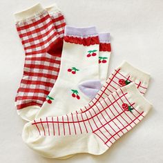 The Perfect Mix Of Trendy And Comfy! This Sock Set Comes With 3 Sock Pairs With The Cutest Colors And Patterns! Each Pair Comes With A Different Pattern And Detail That Is Carefully Picked And Packaged Nicely! 75% Cotton 20% Polyester 5% Elastic One Size Fits Most: Us Shoe Size 5.5-9. Trendy Red Cotton Socks, Cute Red Cotton Socks, Red Cotton Socks For Spring, Sweet White Socks For Spring, Sweet White Summer Socks, Playful Red Cotton Socks, Comfortable Red Socks For Summer, Trendy Red Socks For Summer, Cute Red Socks