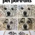 there are four pictures of a dog's face with the words pet portraits on it