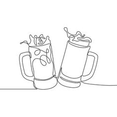 two beer mugs sitting next to each other