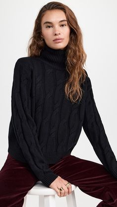 Shopbop - Designer Clothing, Shoes & Accessories Cable Knit Jumper Dress, Cable Turtleneck Sweater, Cable Knit Turtleneck, Turtleneck Style, Oversized Turtleneck Sweater, Oversized Turtleneck, Roll Neck Jumpers, Cable Knit Jumper, Oversized Knitted Sweaters