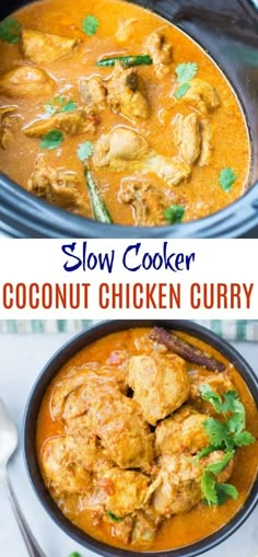 slow cooker coconut chicken curry in a crock pot