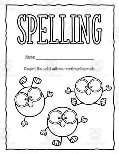 a spelling book with two birds on it and the words spelling spelled in black ink