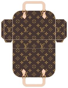 an image of a brown louis vuitton suitcase paper model with the front and back sides cut out