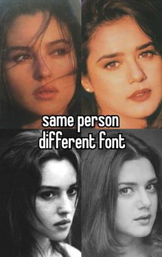 some people with different faces and the caption says same person different font on them