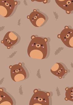 brown bears and leaves on a gray background