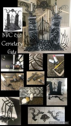 several pictures of different wrought iron gates and their names are shown in this collage