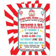 a circus birthday party with red and white stripes