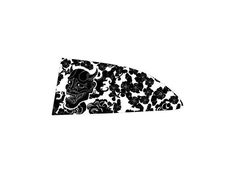 a black and white drawing of a skateboard with flowers on it's side