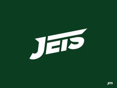 the jets logo is shown in white on a dark green background, and it appears to be part of an nfl football team