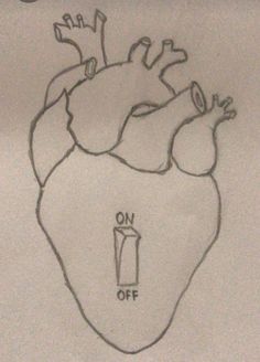 a drawing of a human heart with the letter o on it's left side