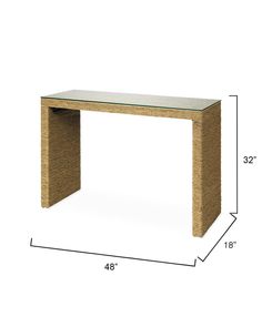 a table with a glass top and measurements