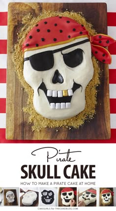 there is a pirate skull cake on the cover of this cook's manual book