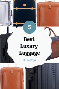 suitcases with the words best luxury luggage on top and bottom in four different colors